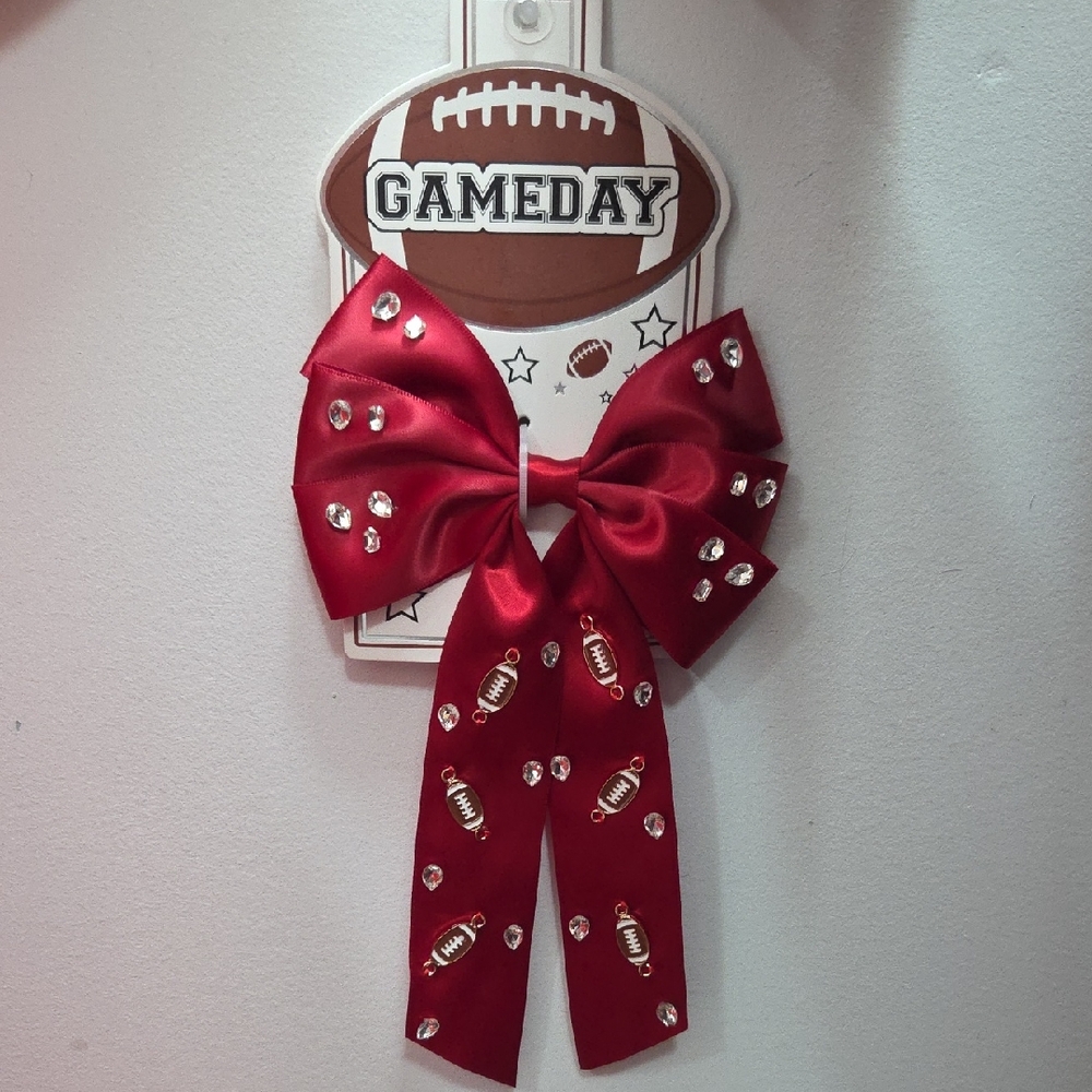 Kids Red Football Game Day Hair Bow